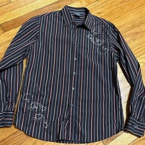 Irreverent Mens Long Sleeve Striped Button Down Western Shirt Size M